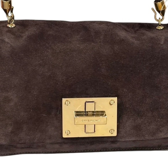 Givenchy Turn-Lock 4G Brown Suede GHW Woven Strap Clutch Handbag - Picture 11 of 15